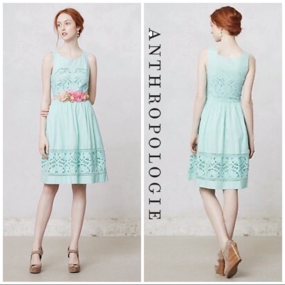 Anthropologie Meadow Rue BottleGreen Dress Lace 2